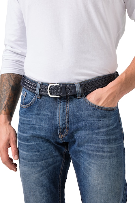 Pletený opasek, s kůží, streč komfort, do 170 cm