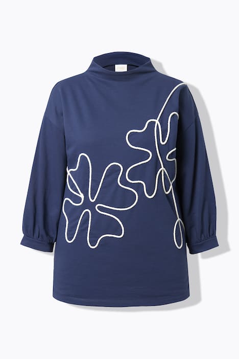 collegepaita, nyöri, pystykaulus, 3/4-hihat, luomupuuvillaa