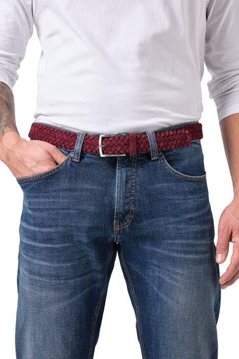 Kožený pásek JP1880, pravá kůže - semiš, pletený, do 170 cm