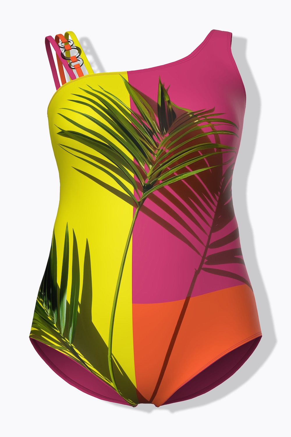 Badeanzug, Palmen, Softcups, 3er-Träger, recycelt