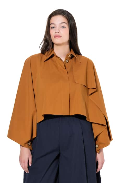 Bunda, krátký široký trenčkotový vzhled, límeček, netopýří rukávy