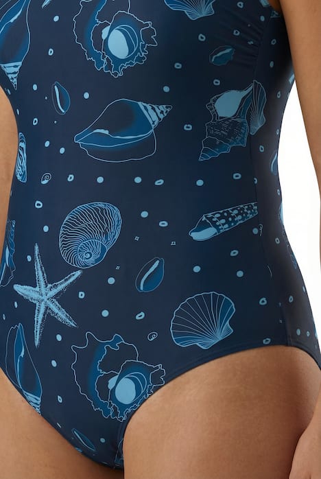 Badeanzug, Muscheln, ohne Softcups, Rundhalsausschnitt