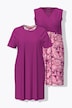 Bigshirts, set van 2, ronde hals/V-hals, korte mouwen
