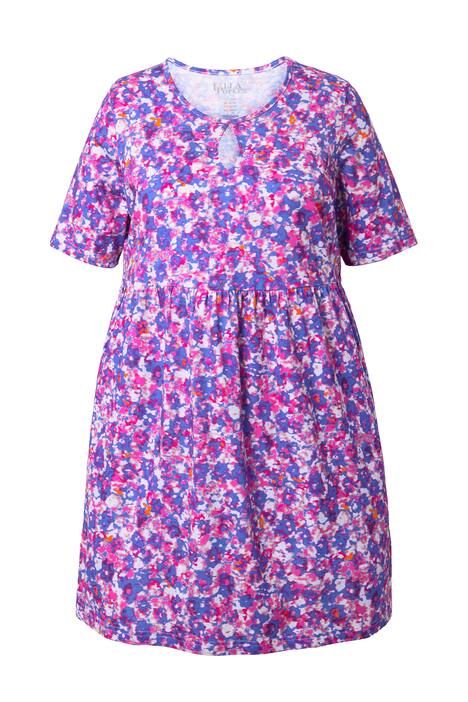 Dlouhé tričko, vzorované, A střih, kulatý výstřih, rozparek, krátké rukávy