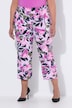 7/8-jersey broek, bloemen, wijde pijpen, elastische tailleband