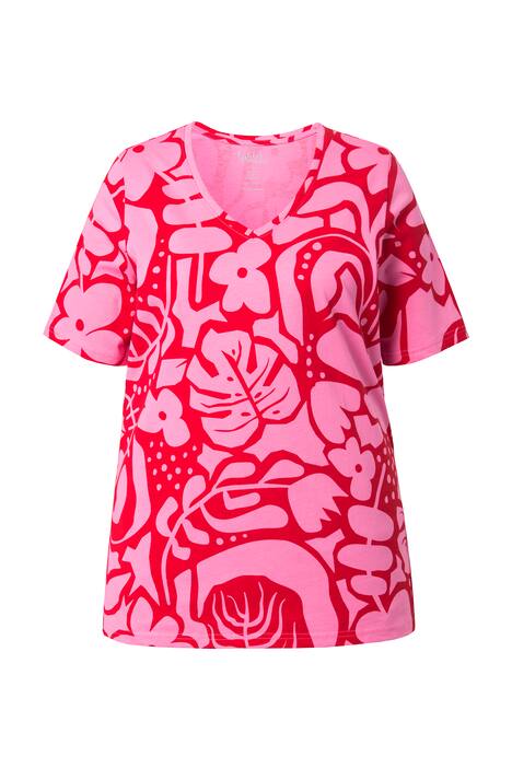 Tričko, grafický potisk, A střih, výstřih do V, krátké rukávy