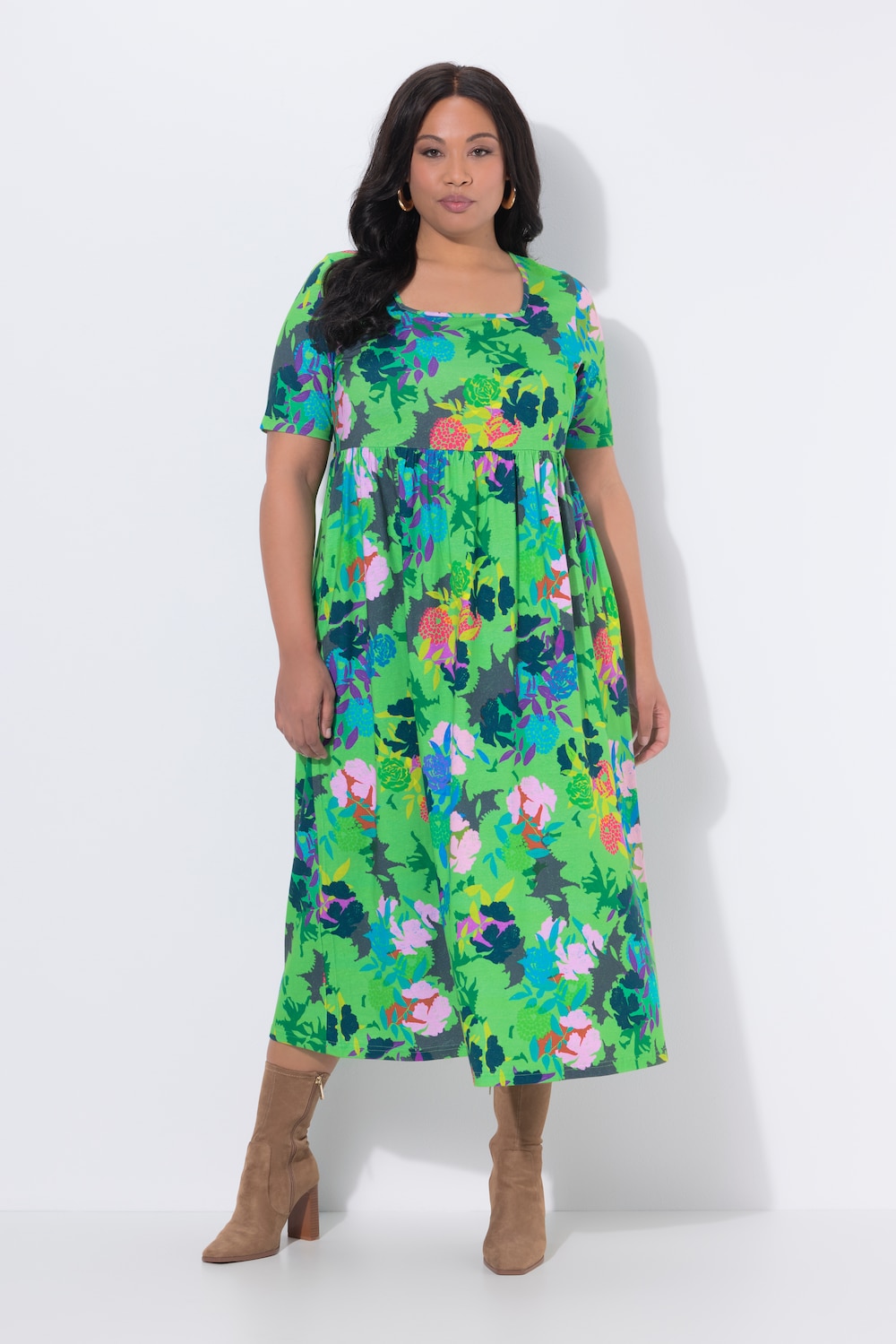 Große Größen Maxikleid, Damen, grün, Größe: 62/64, Baumwolle, Ulla Popken