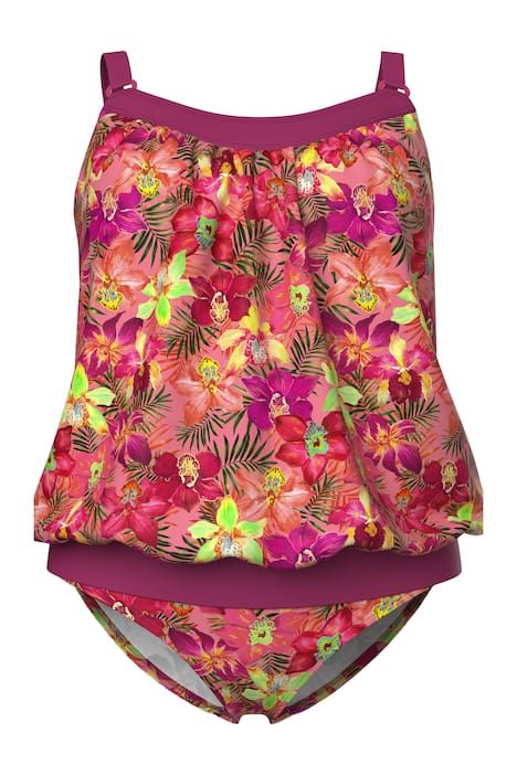 Tankini, květiny, měkké košíčky, elastický lem