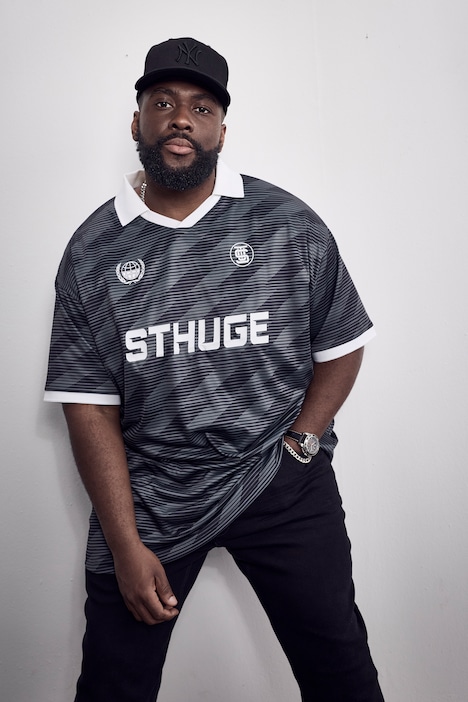 Poloshirt, Halbarm, oversized, Leicht-Jersey, Muster, ohne Knöpfe, bis 8 XL
