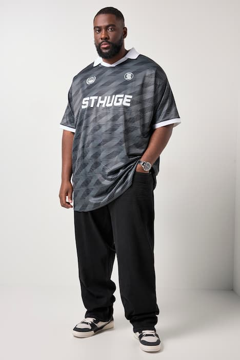 STHUGE Poloshirt, Halbarm, oversized, Leicht-Jersey, Muster, ohne Knöpfe, bis 8 XL