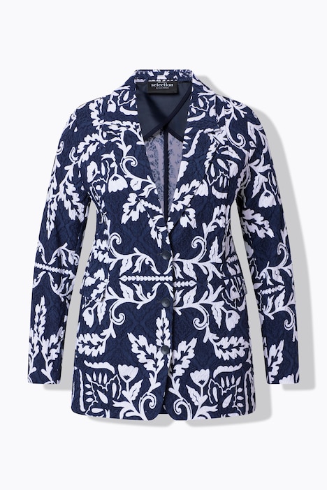Jacquard-Blazer, Stickerei, Reverskragen, Knopfverschluss