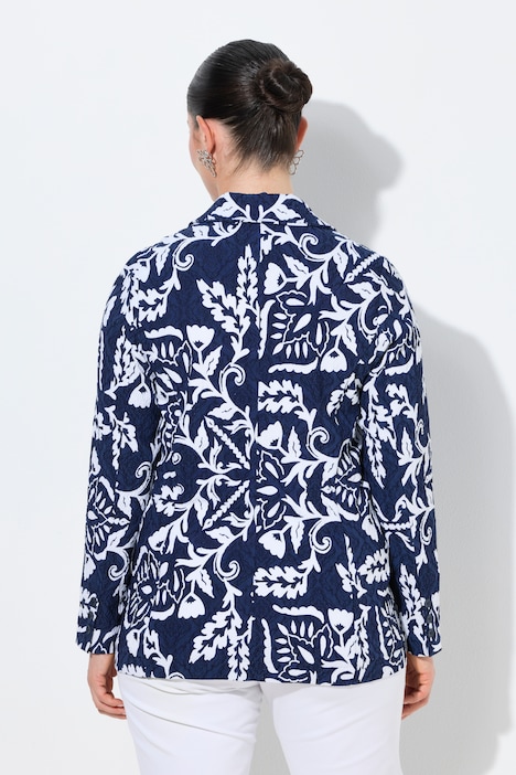 Jacquard-Blazer, Stickerei, Reverskragen, Knopfverschluss