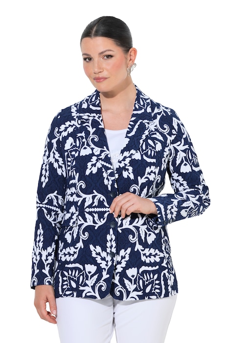 Žakárové sako, výšivky, fazonový límec, zapínání na knoflíky