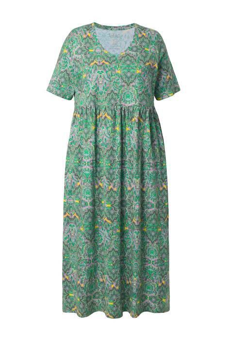 Maxi šaty, A střih, výstřih do V, krátké rukávy, kapsy