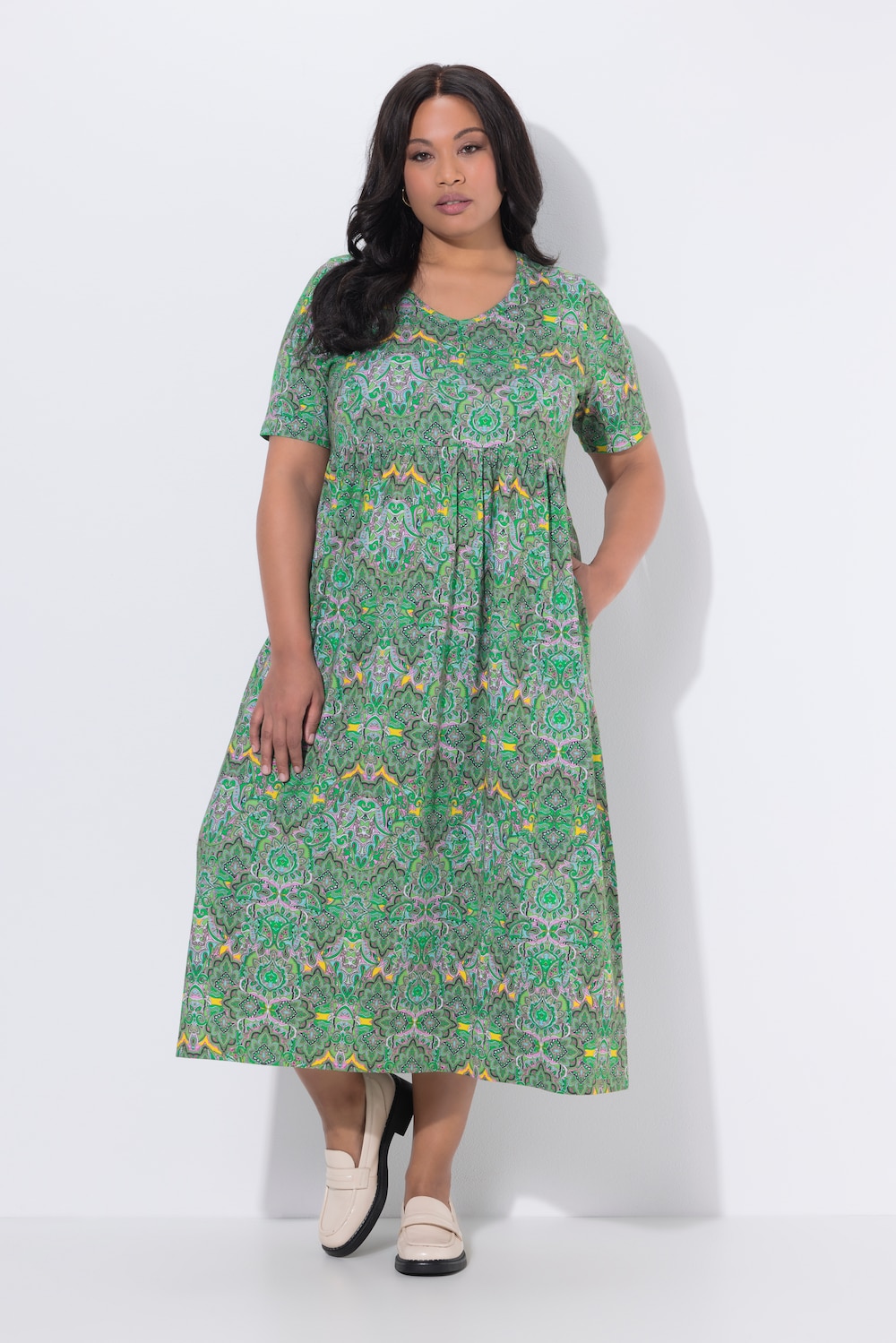 Große Größen Maxikleid, Damen, grün, Größe: 62/64, Baumwolle, Ulla Popken