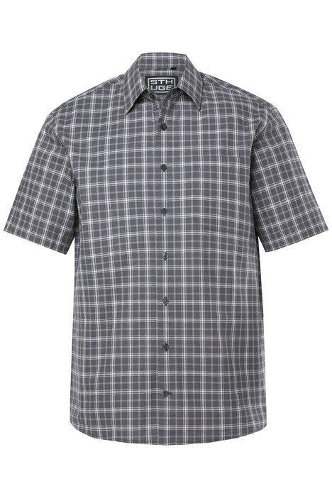 kostkovaná košile, polo rukávy, boxy střih, kentový límec, až 8XL