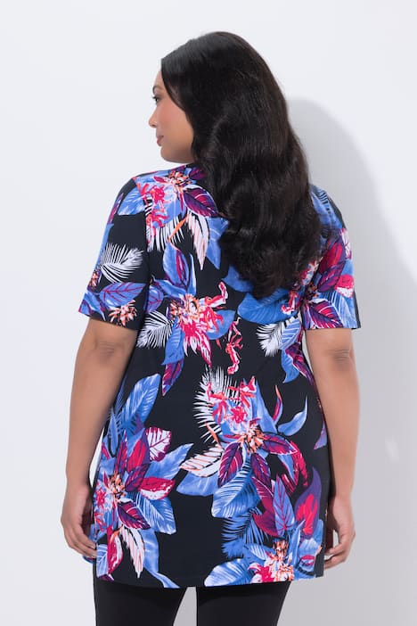 Glowing Floral A-Line Knit Tunic