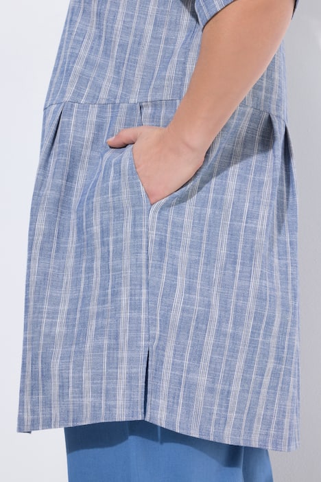 Blusen-Tunika, Streifen, Egg-Shape, Hemdkragen, Halbarm