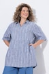 Blusen-Tunika, Streifen, Egg-Shape, Hemdkragen, Halbarm