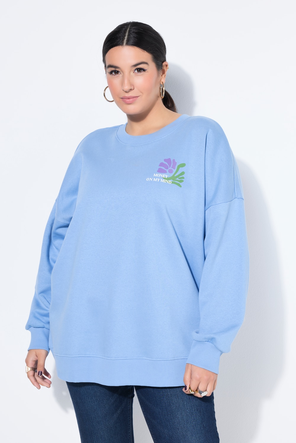 Große Größen Sweatshirt, Damen, blau, Größe: 58/60, Baumwolle/Polyester, Studio Untold