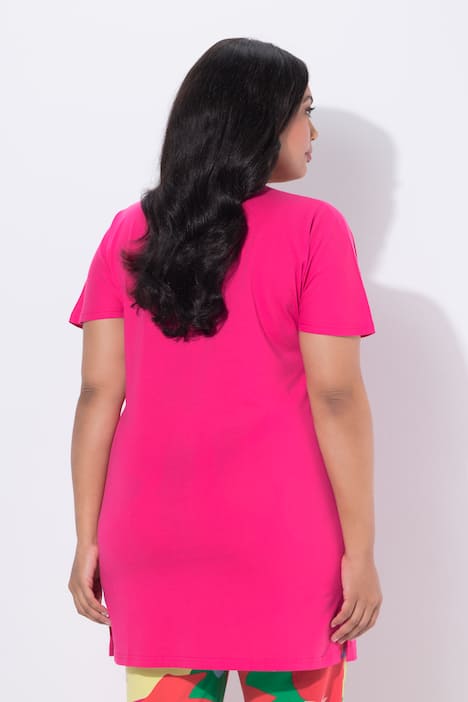 Longshirt, A-Linie, V-Ausschnitt, Flügel-Halbarm