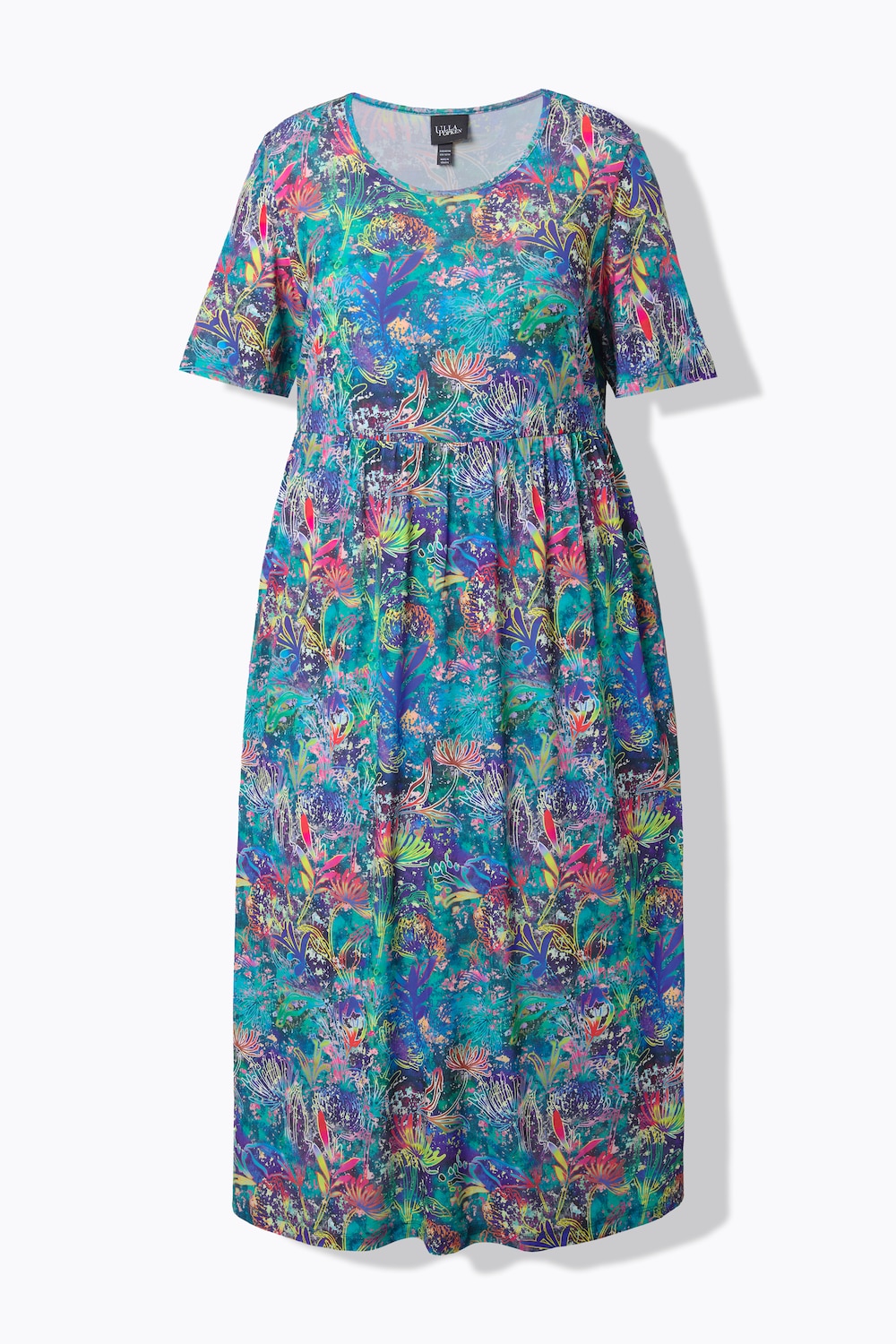 Stora storlekar Maxiklänning, Dam, blå, storlek: 50/52, Polyester, Ulla Popken