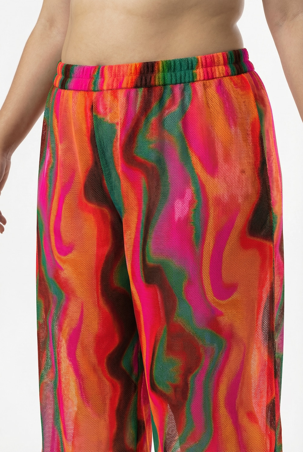 Palazzohose, Wellenmuster, weites Bein, Elastikbund