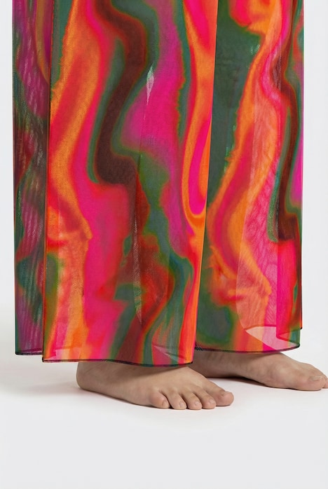 Palazzohose, Wellenmuster, weites Bein, Elastikbund