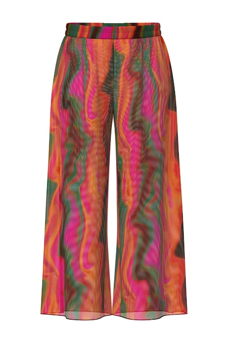 Palazzo kalhoty se vzorem vln, volné nohavice, pružný pas