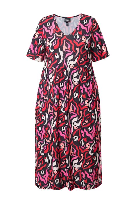 Maxi šaty, A střih, výstřih do V, krátké rukávy, kapsy