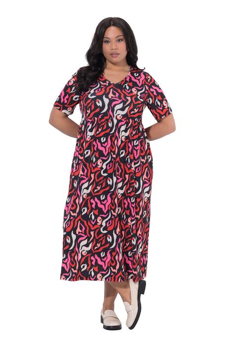 Maxi šaty, A střih, výstřih do V, krátké rukávy, kapsy