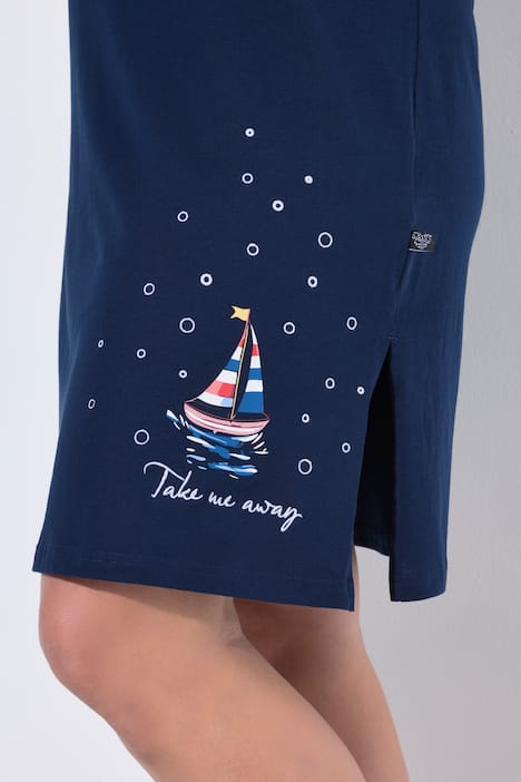 Bigshirts, set van 2, boot, tuniek-/V-hals, korte mouwen