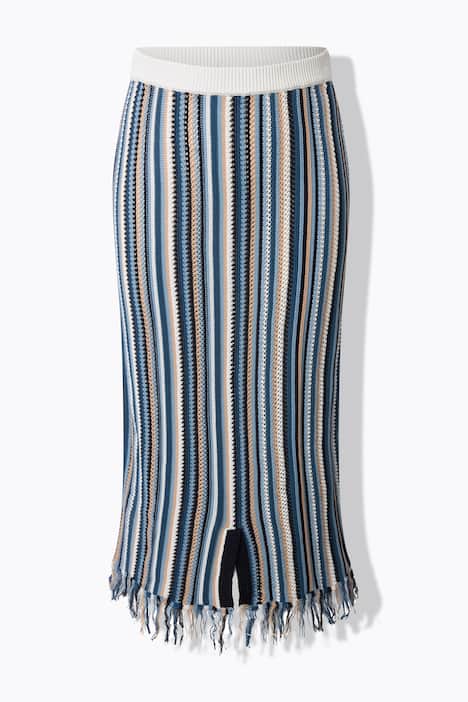 Eco Cotton Striped Openwork Knit Skirt