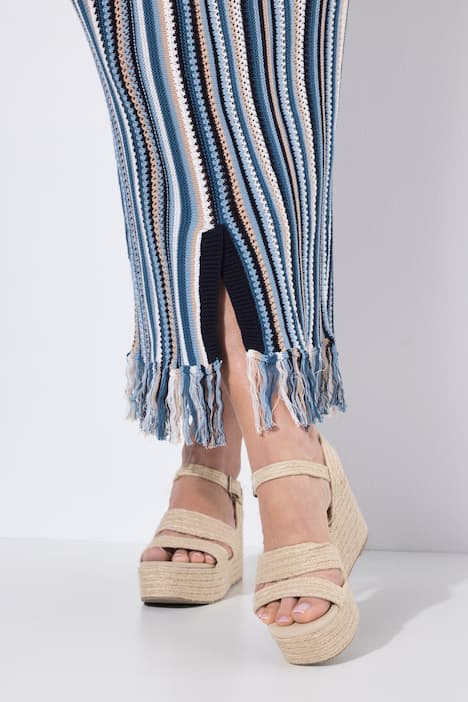 Eco Cotton Striped Openwork Knit Skirt