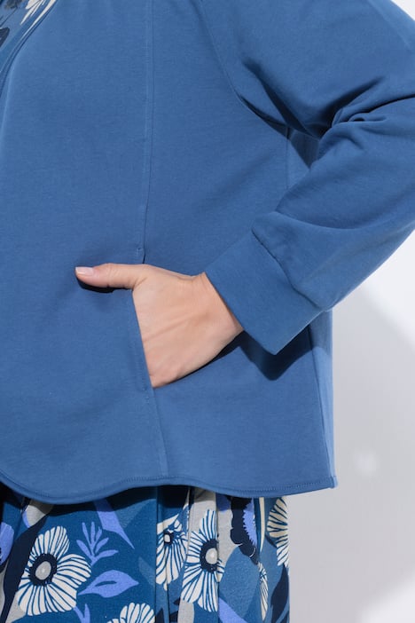 Sweatjacke, V-Ausschnitt, Langarm, Biobaumwolle