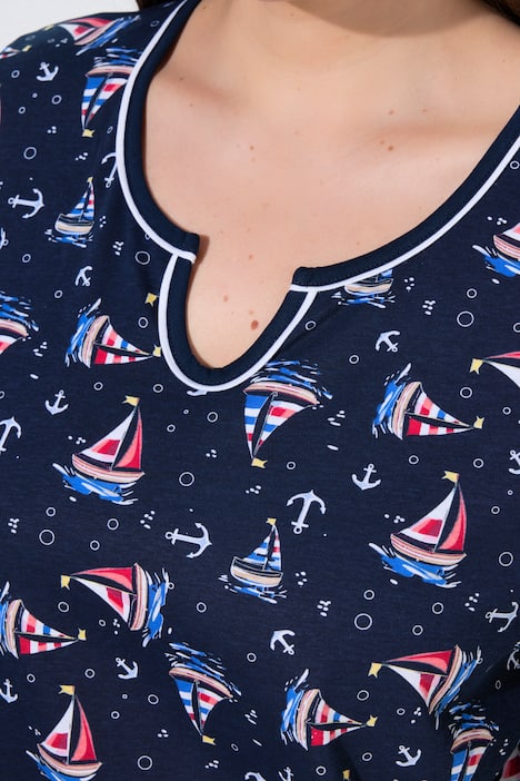 Pyjama, zeilboot, tuniekhals, korte mouwen