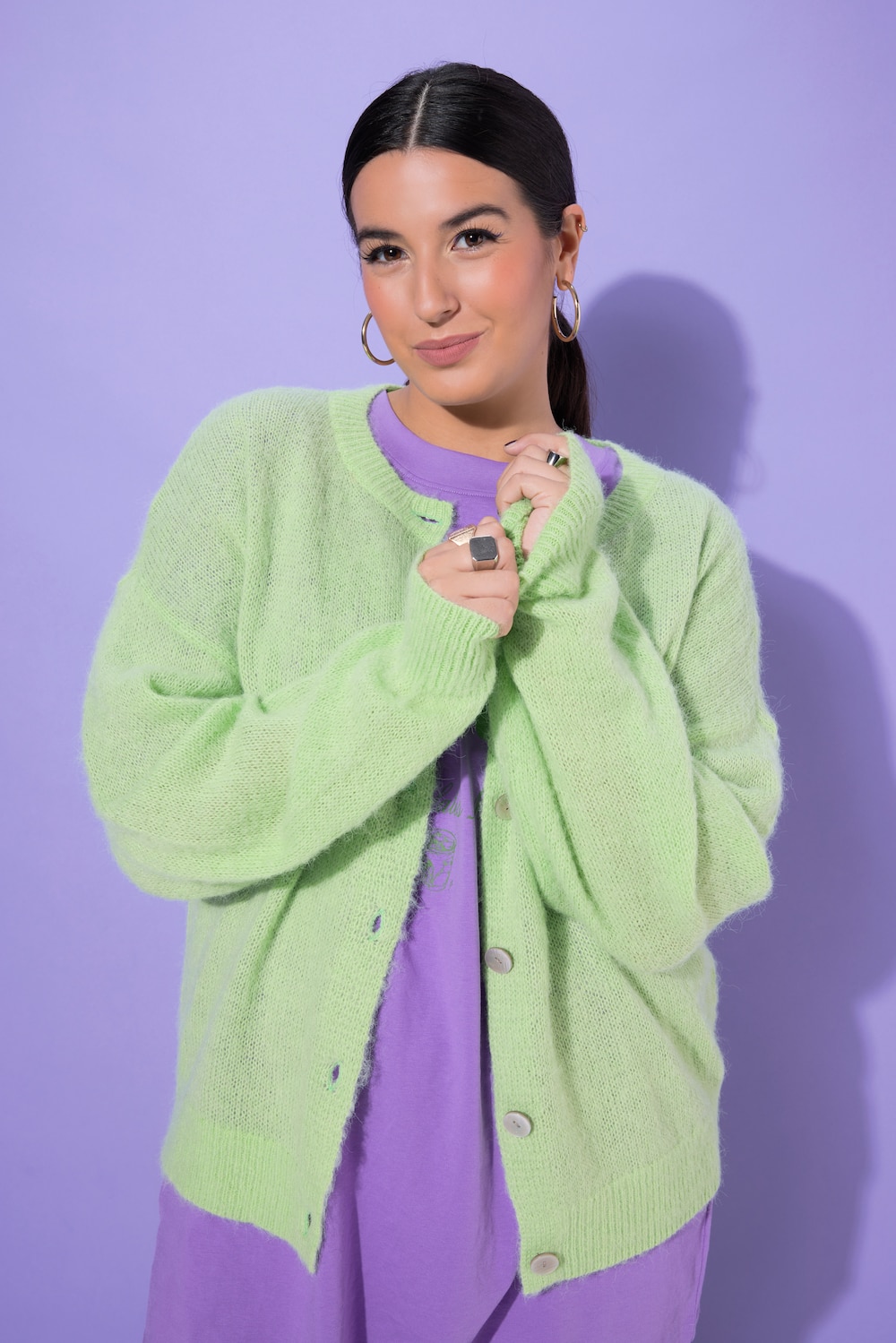 Strickjacke, Straight Shape, Kuschelstrick