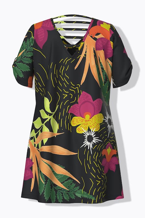 Vestido de jersey, gato, forma en A, escote en V, media manga