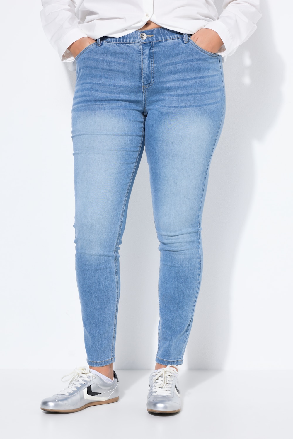 Große Größen Skinny-Jeans, Damen, blau, Größe: 52, Baumwolle/Polyester/Viskose, Studio Untold