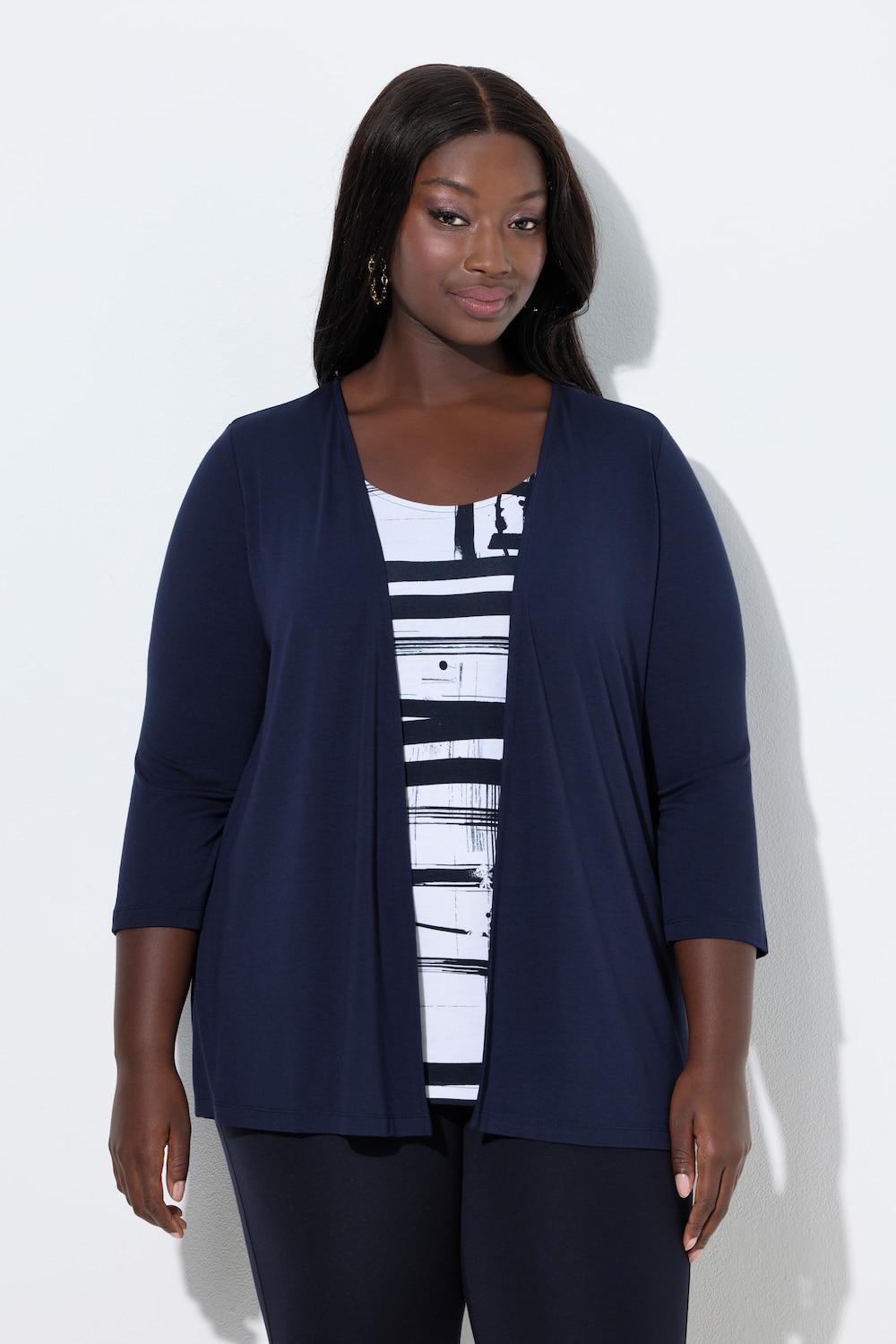 Große Größen 2-in-1-Shirt, Damen, blau, Größe: 46/48, Viskose, Ulla Popken