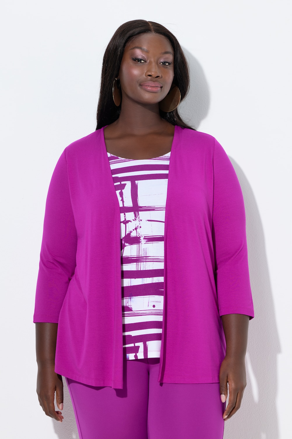 Große Größen 2-in-1-Shirt, Damen, lila, Größe: 46/48, Viskose, Ulla Popken