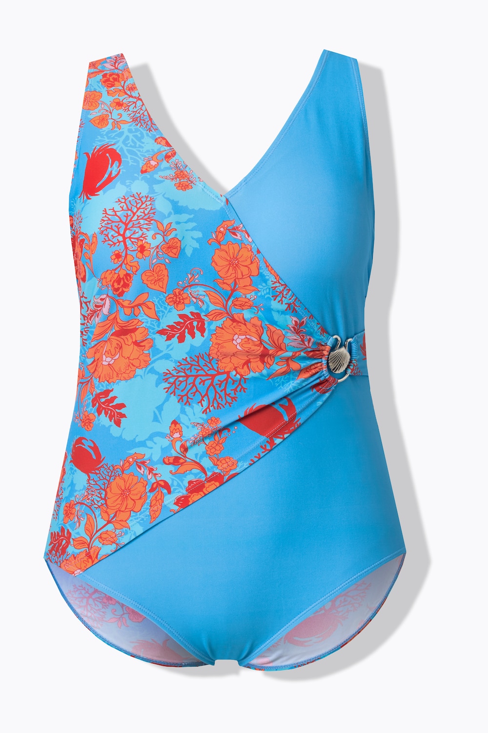 Badeanzug, Wickeleffekt, Softcups, Zierschnalle