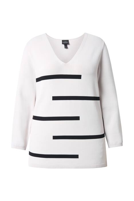 Svetr, pruhy, výstřih do V, dlouhé rukávy