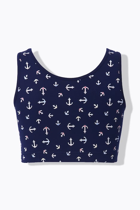 Bustiers, set van 2, ankerpatroon, ronde hals, biologische katoen