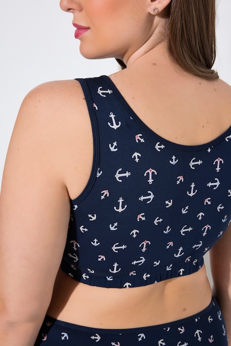 Bustiers, set van 2, ankerpatroon, ronde hals, biologische katoen