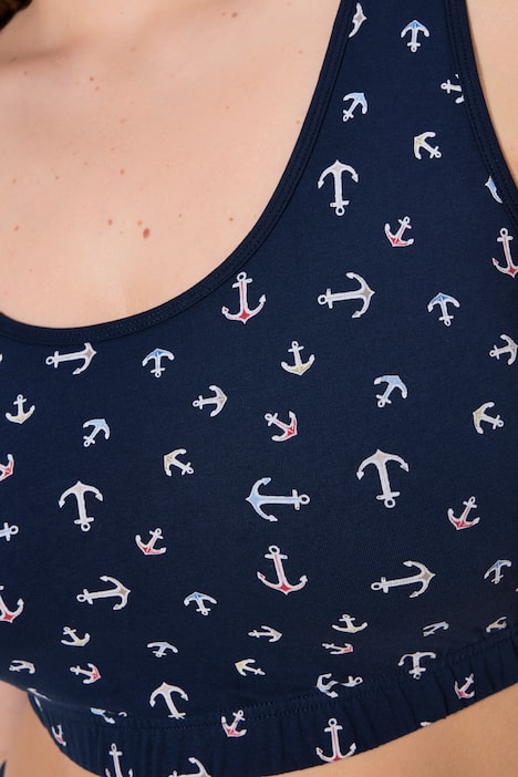 Bustiers, set van 2, ankerpatroon, ronde hals, biologische katoen