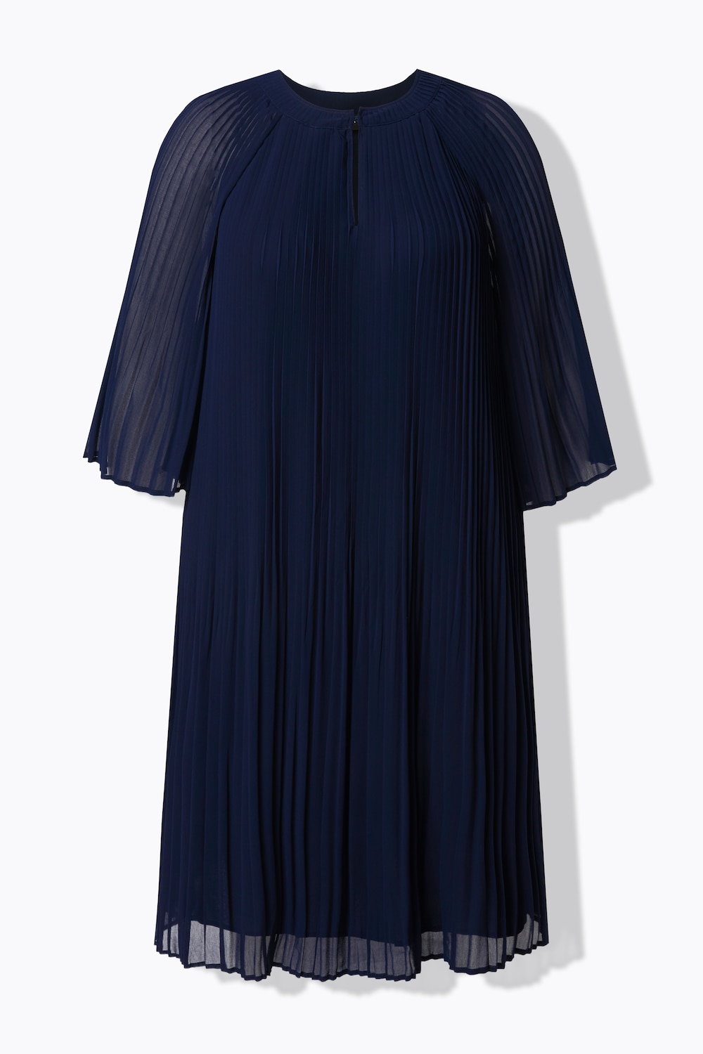 Stora storlekar Plisserad klänning, Dam, blå, storlek: 42/44, Viskos/Polyester, Ulla Popken