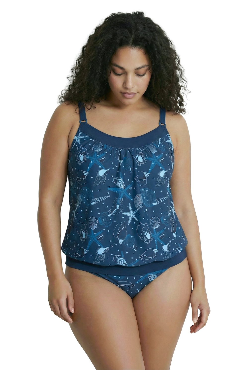 Stora storlekar Tankini, Dam, blå, storlek: 58/60, Syntetfibrer/Elastan, Ulla Popken