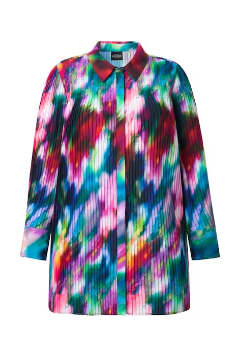 Plisovaná halenka, A střih, límeček, dlouhé rukávy