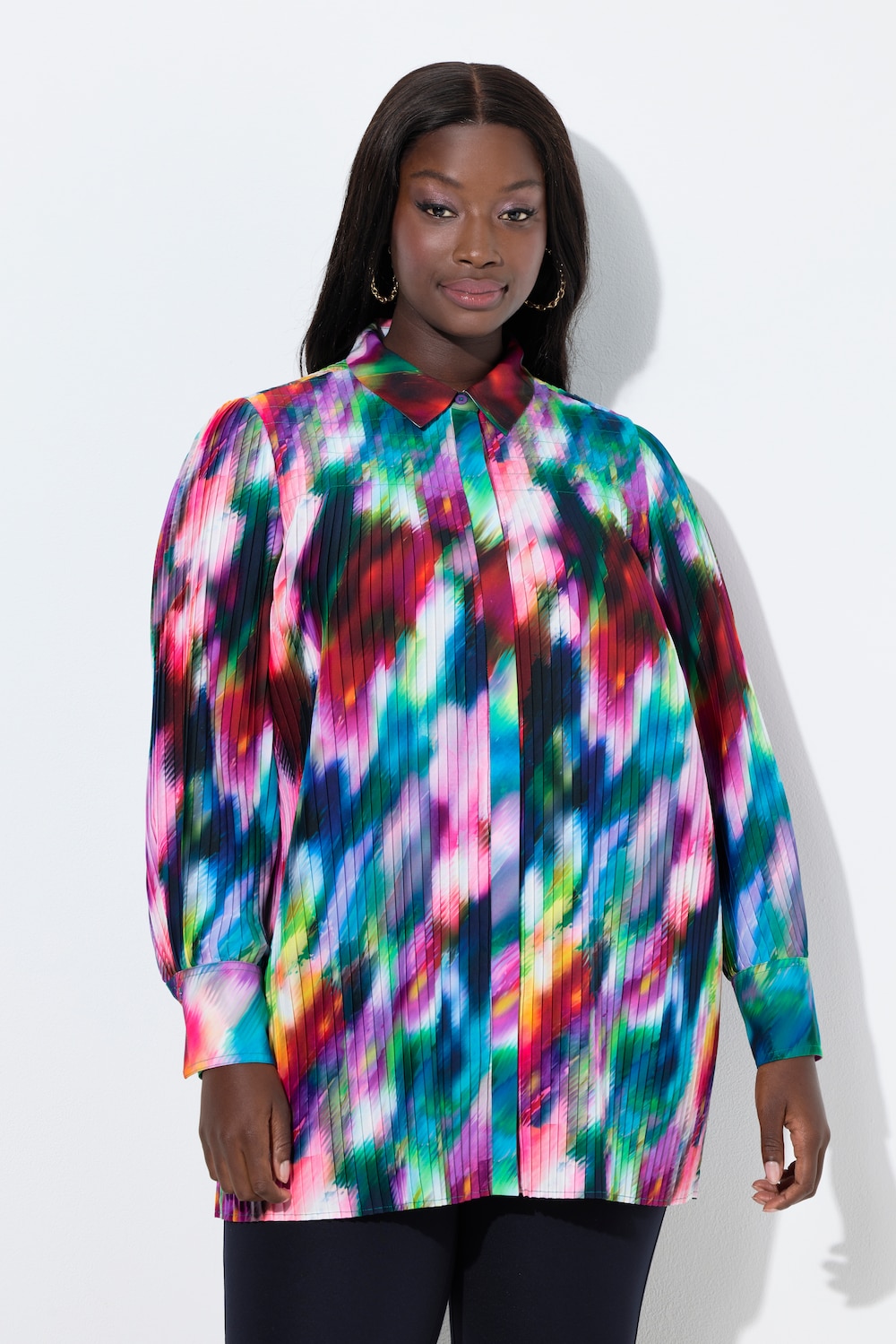 Große Größen Plisseebluse, Damen, lila, Größe: 42/44, Polyester, Ulla Popken